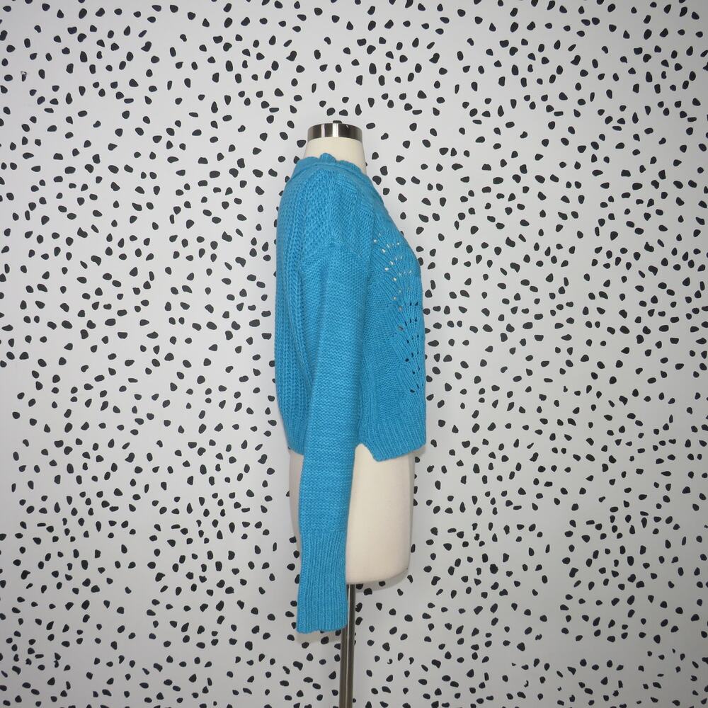 Free People Blue Bell Song Pullover Knit Cropped Sweater - Picture 8 of 12